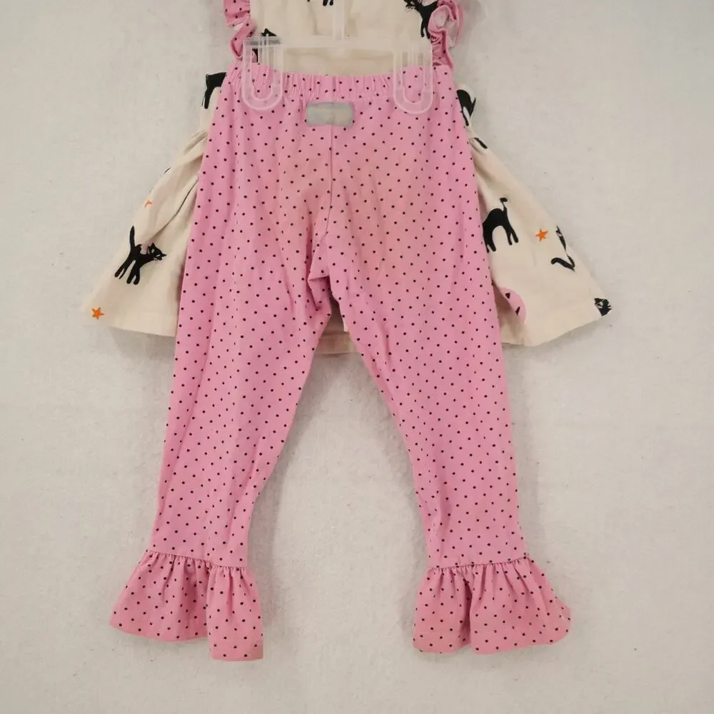 Eleanor Rose Girl's Size 3 Back Cat Halloween 2 Piece Outfit Ruffles Pants & Top